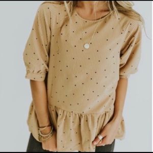 ROOLEE Polka Dot Peplum Key Hole XS Striped